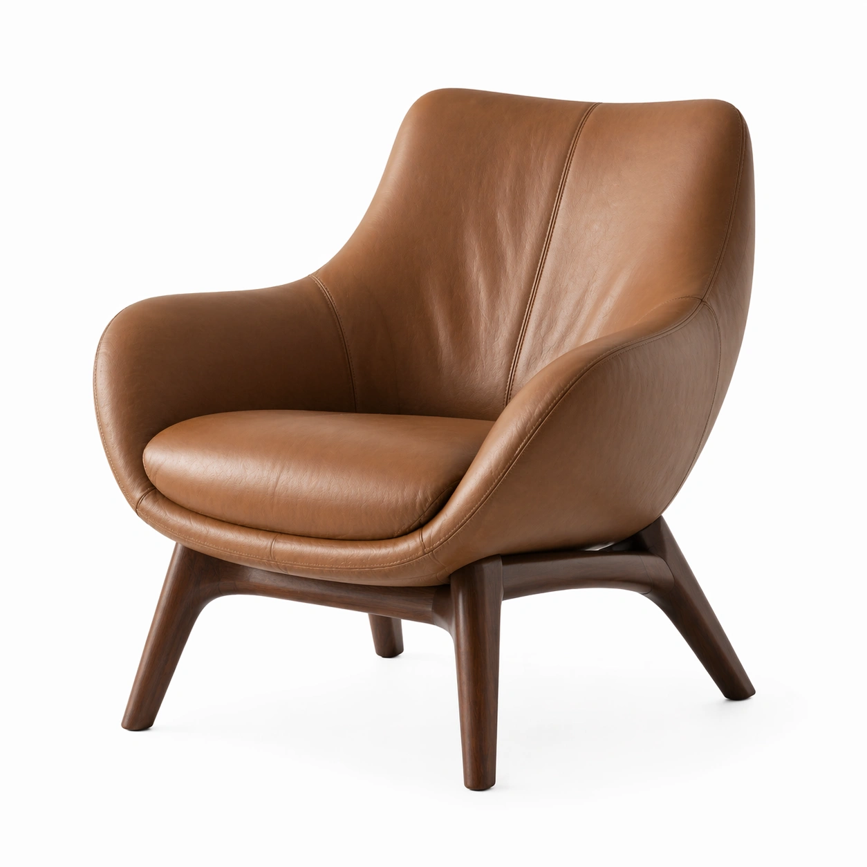 Sessel leder braun holzrahmen-NESTHAVENZ