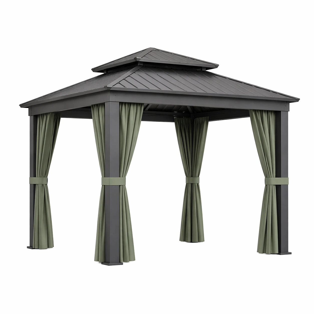 Pavillon metall aluminiumrahmen stahlblechdach grau grün-NESTHAVENZ