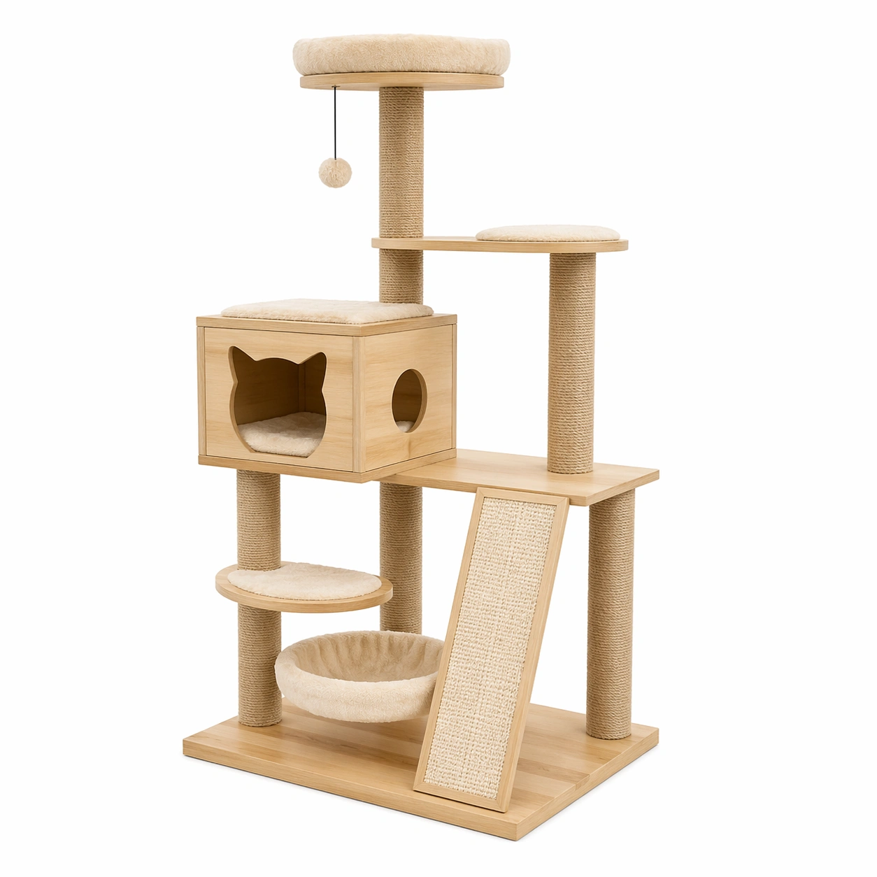 Kratzbaum sperrholz sisal beige-NESTHAVENZ