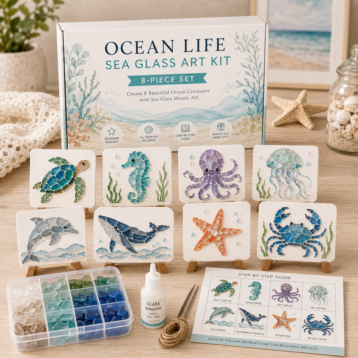 🌸🙏💖Sea Glass Art Kit – Create Stunning Mosaic Masterpieces at Home 🐢🌸🙏💖