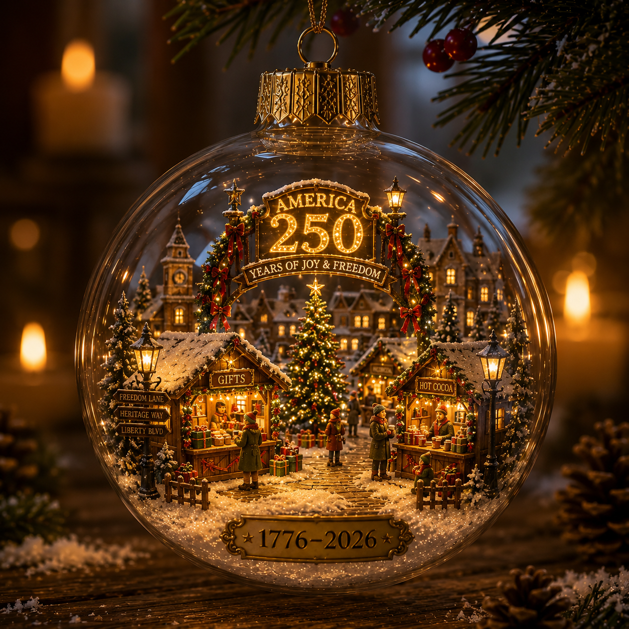 🔥 Limited-Time 70% OFF – 🇺🇸✨ America 250th Anniversary Light-Up Christmas Globe Ornament | 1776–2026 Commemorative Holiday Collection 🎄