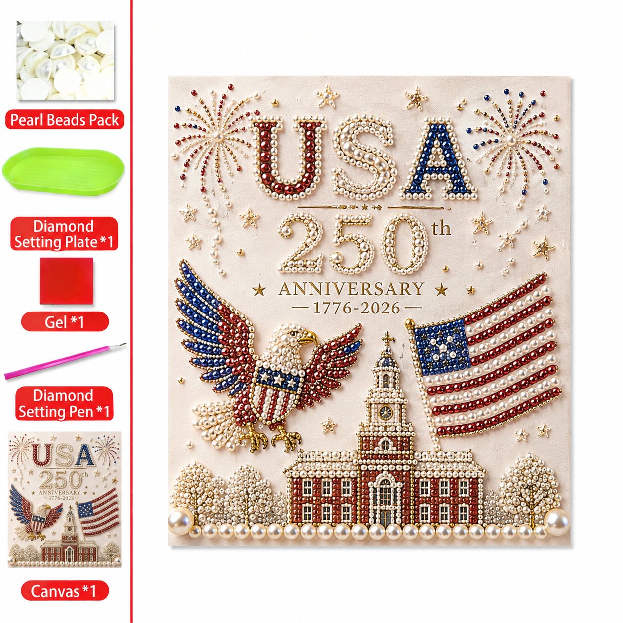 🔥LAST DAY 50% OFF - 🇺🇸 USA 250th Anniversary DIY Pearl Painting Kit ✨❤️‍🔥Buy 2 FREE SHIPPING