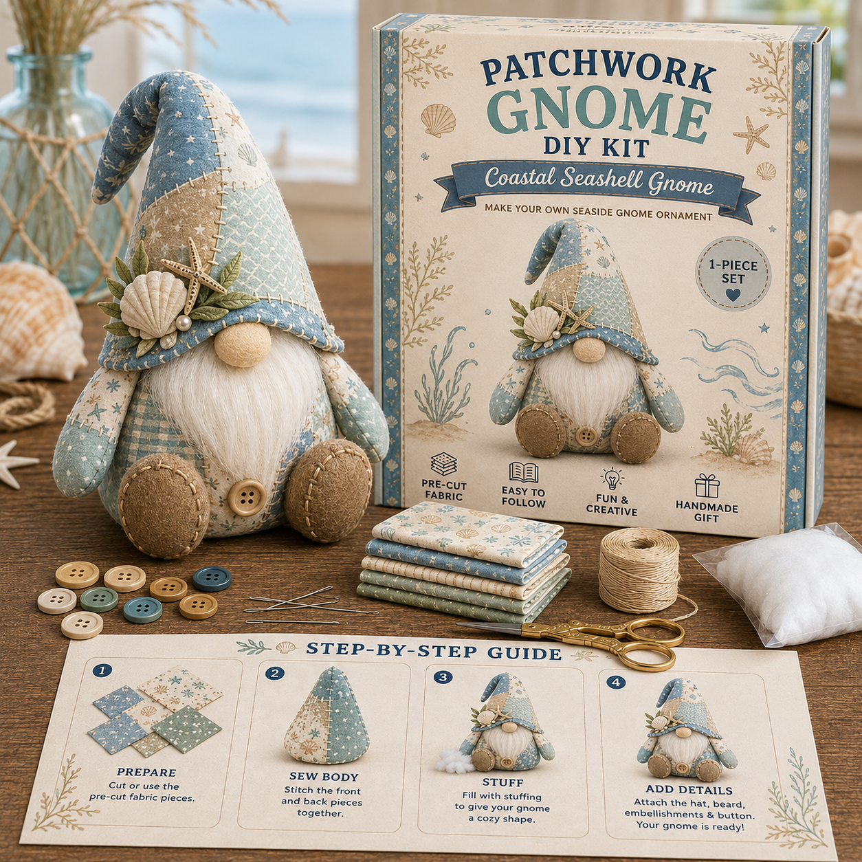 🧵DIY Patchwork Gnome Kit – Create Your Own Adorable Gnome ♂
