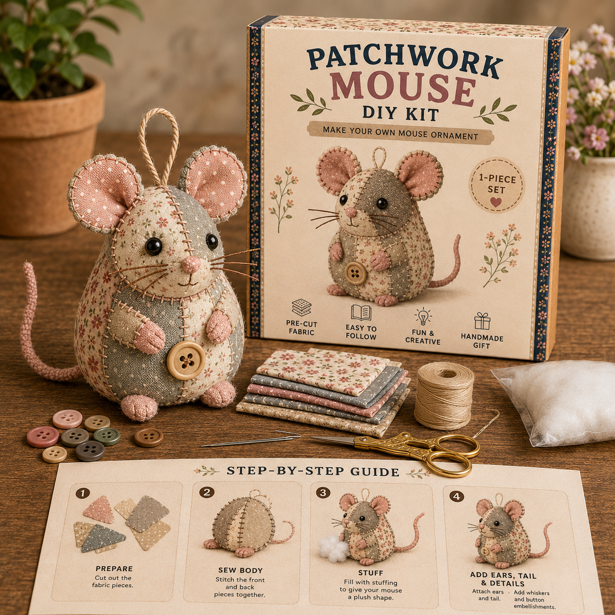 🧵DIY Patchwork Gnome Kit – Create Your Own Adorable Gnome ♂
