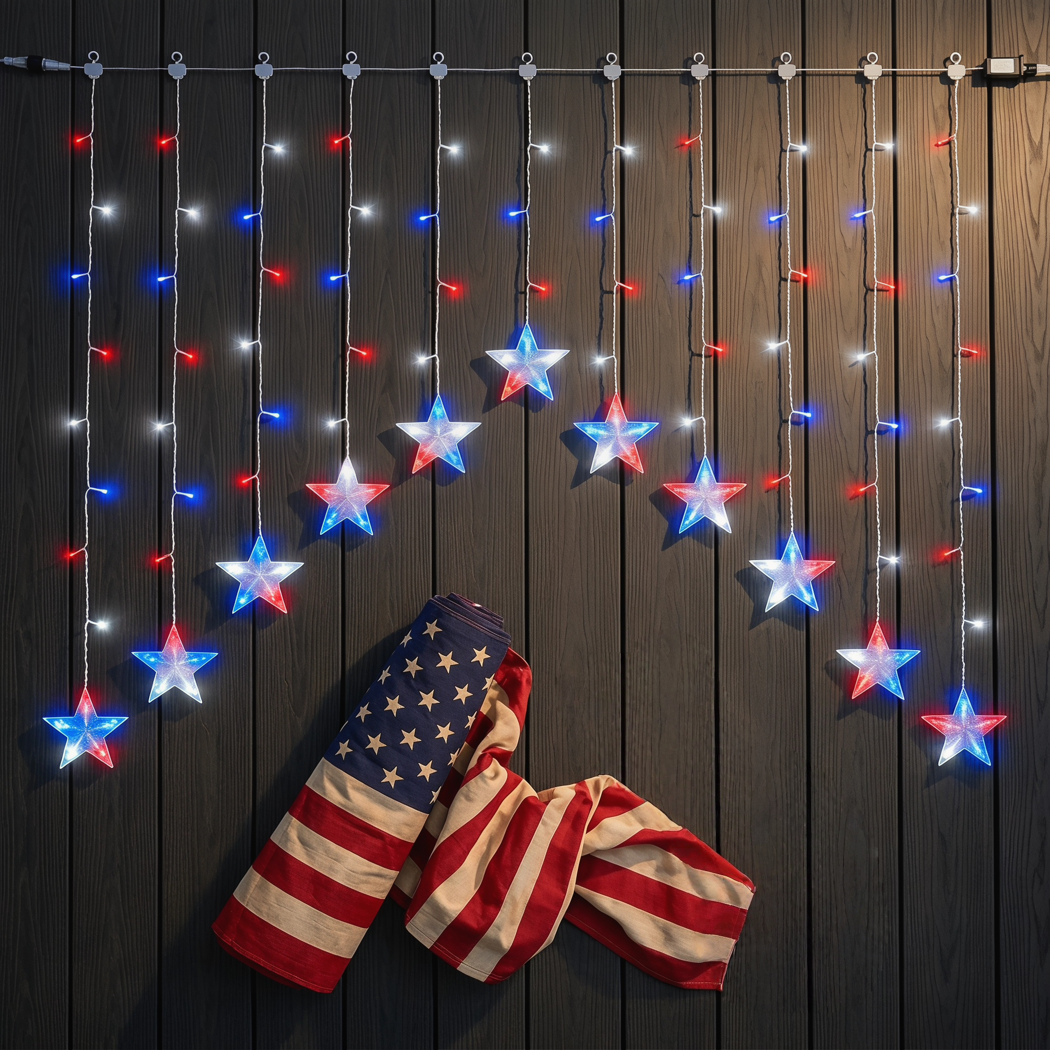 4th of July Patriotic Star Icicle Lights-EASESTER