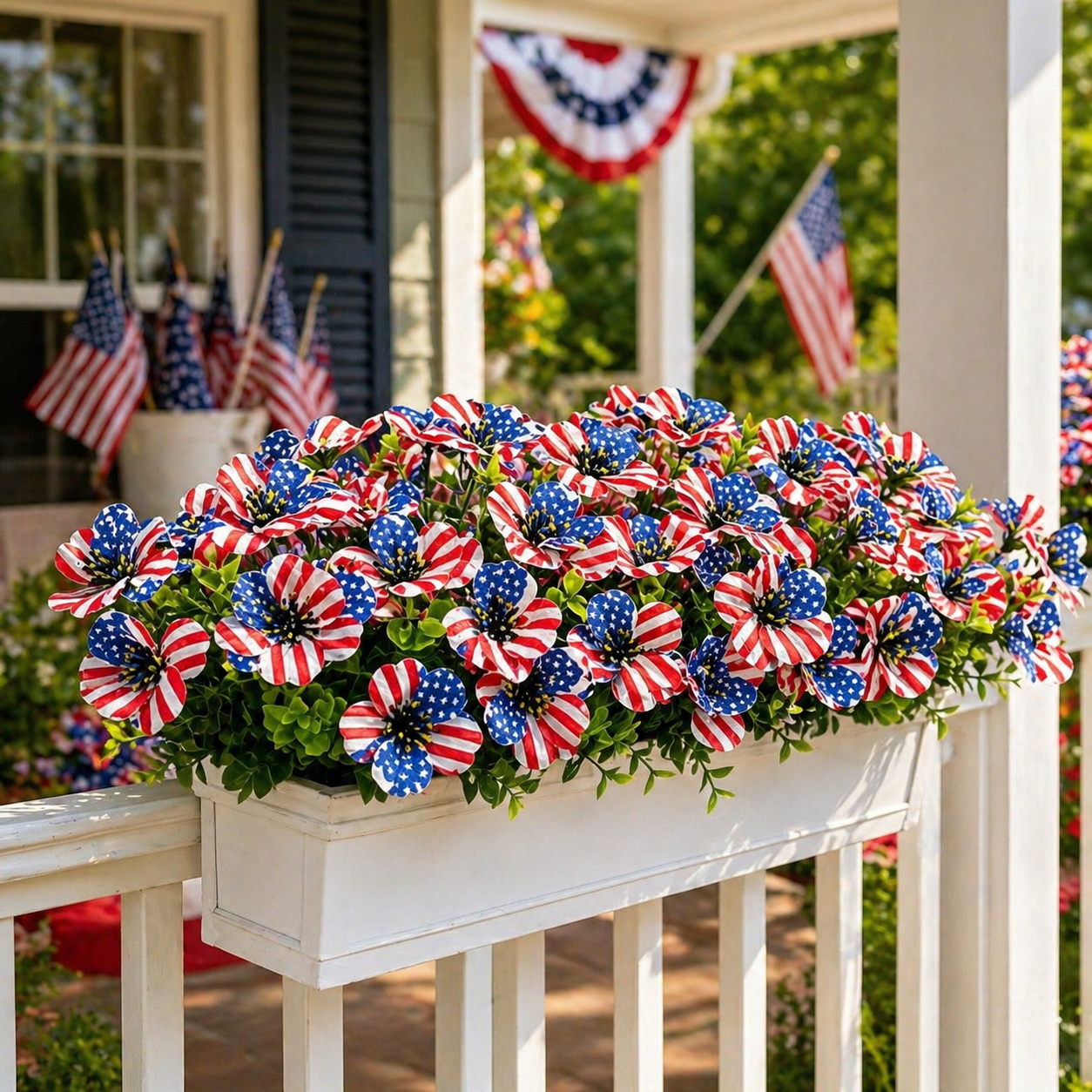 American Flag Faux Flower Bouquet - 12 Pcs-EASESTER