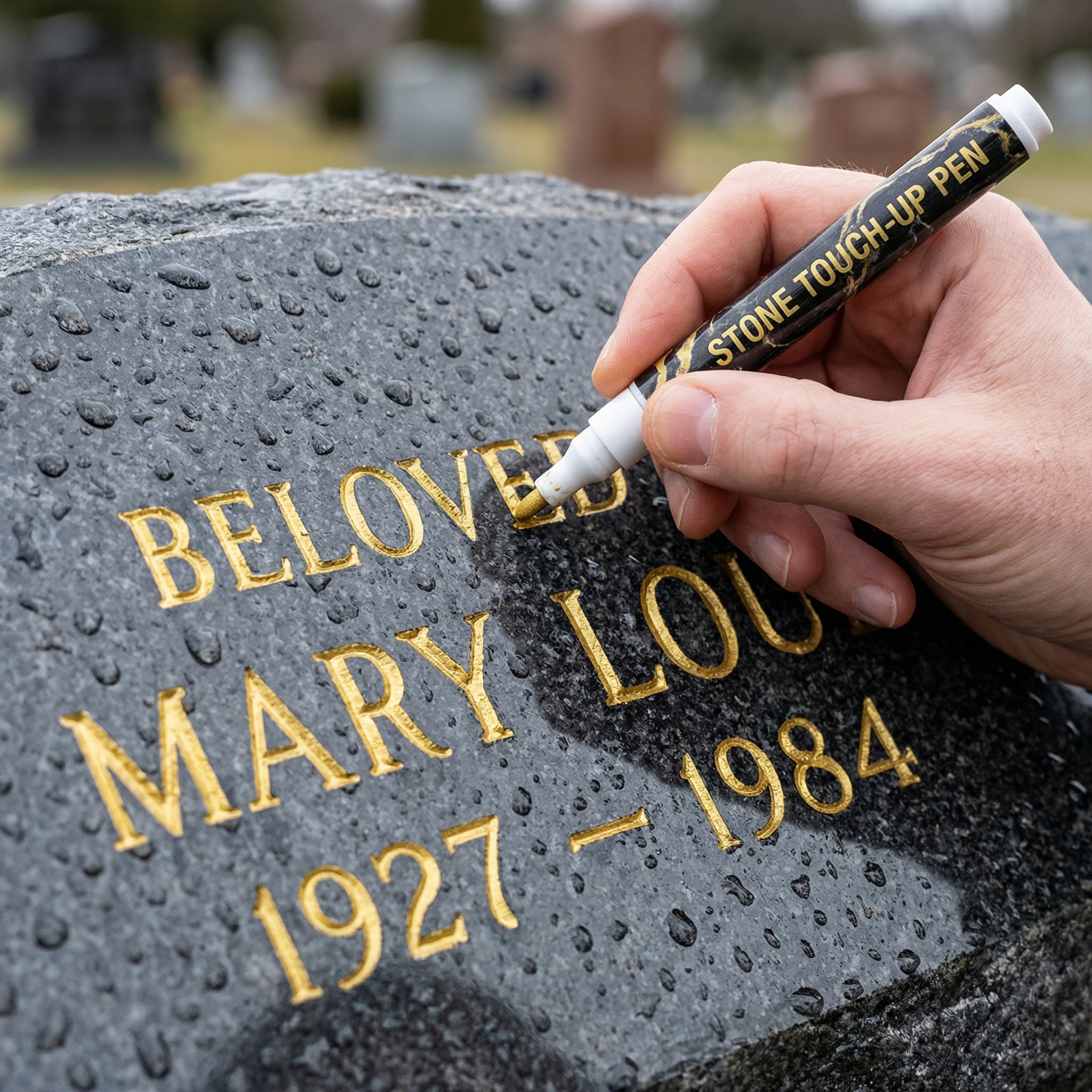 Golden Tombstone Marker Pen for Restoring Faded Grave Inscriptions-EASESTER