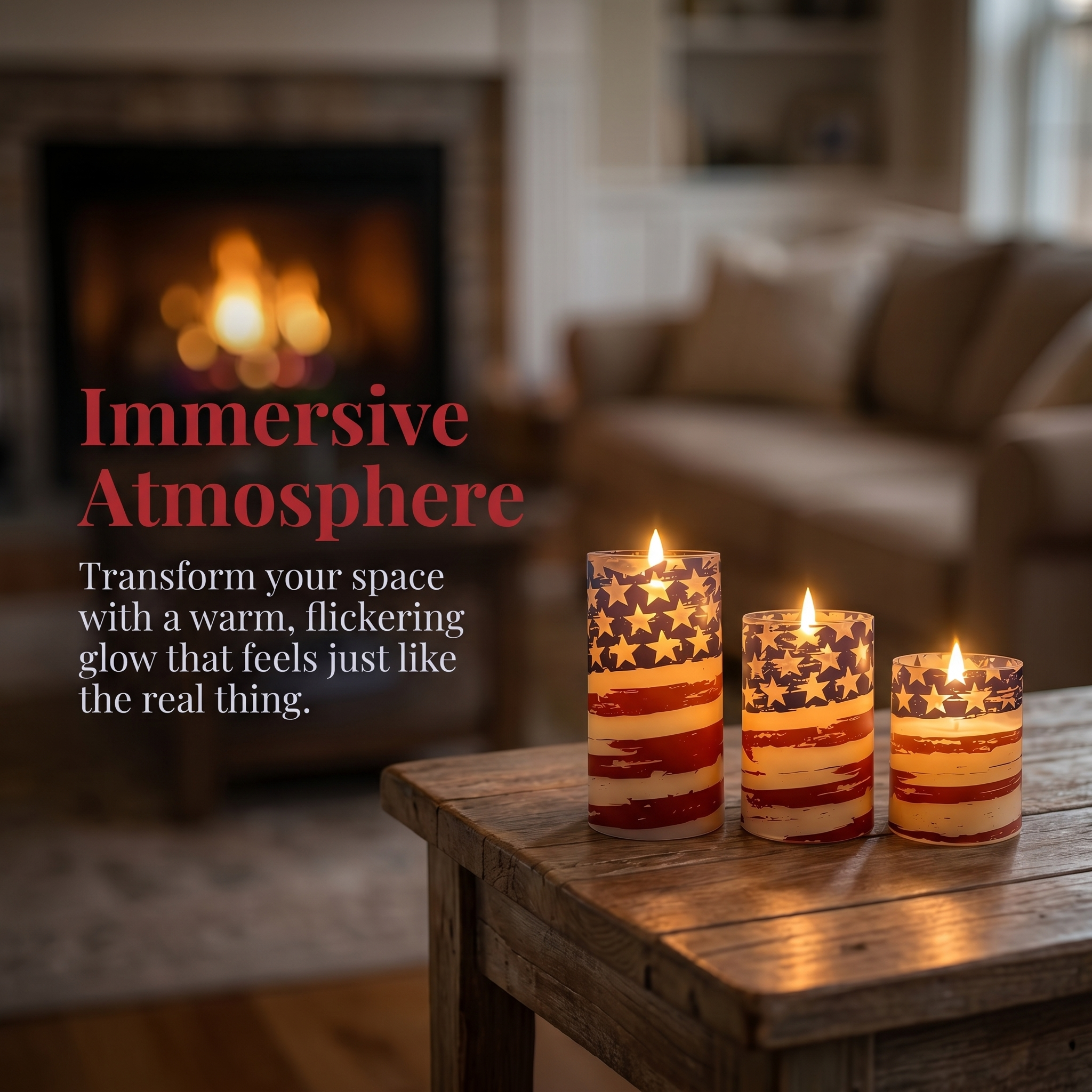 3-Piece Set - Patriotic Flameless Candles (With Remote Control)