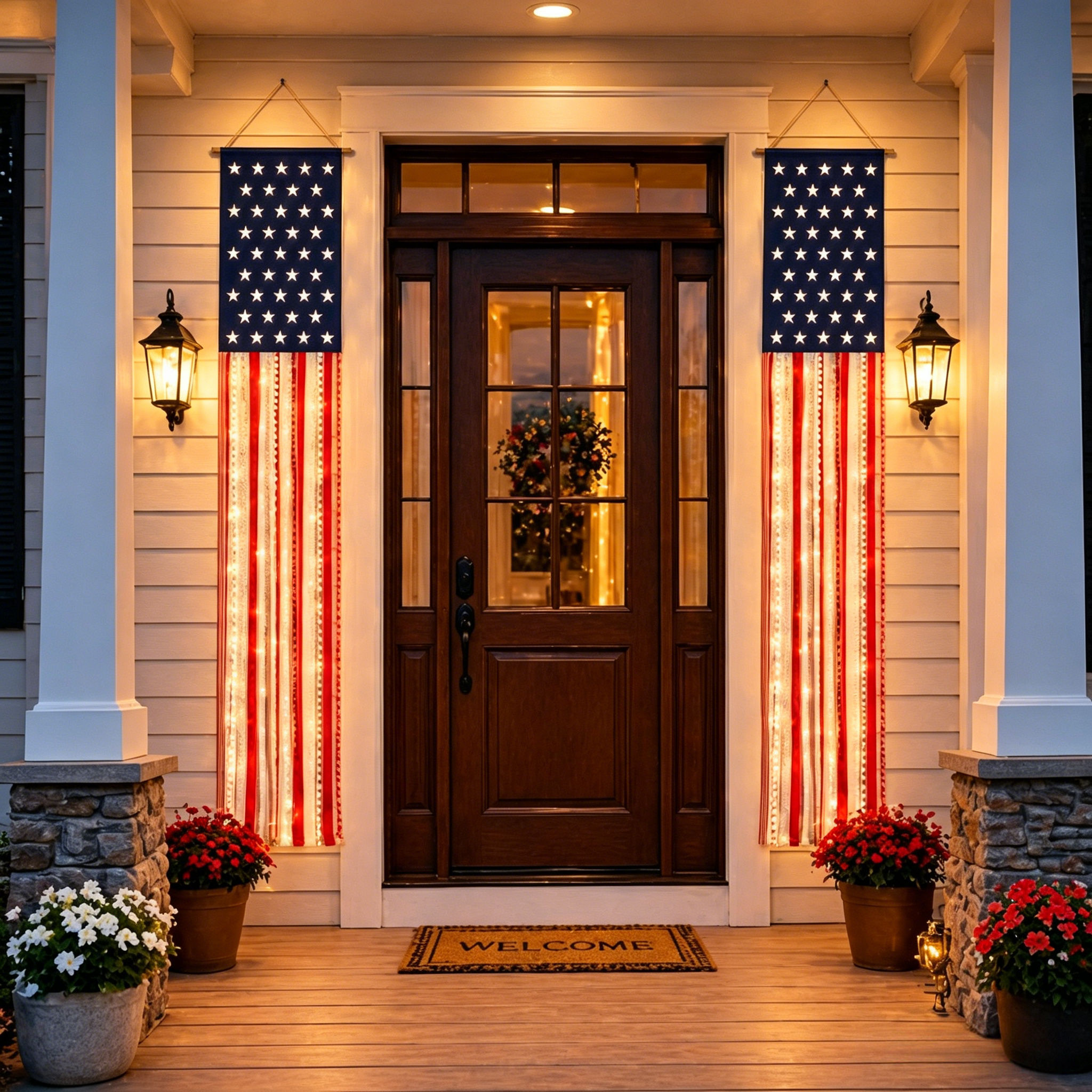 Lighted Patriotic Porch Banner-EASESTER