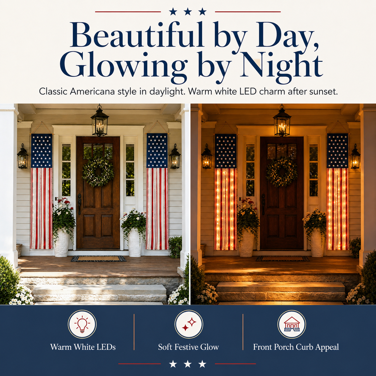 Lighted Patriotic Porch Banner-EASESTER