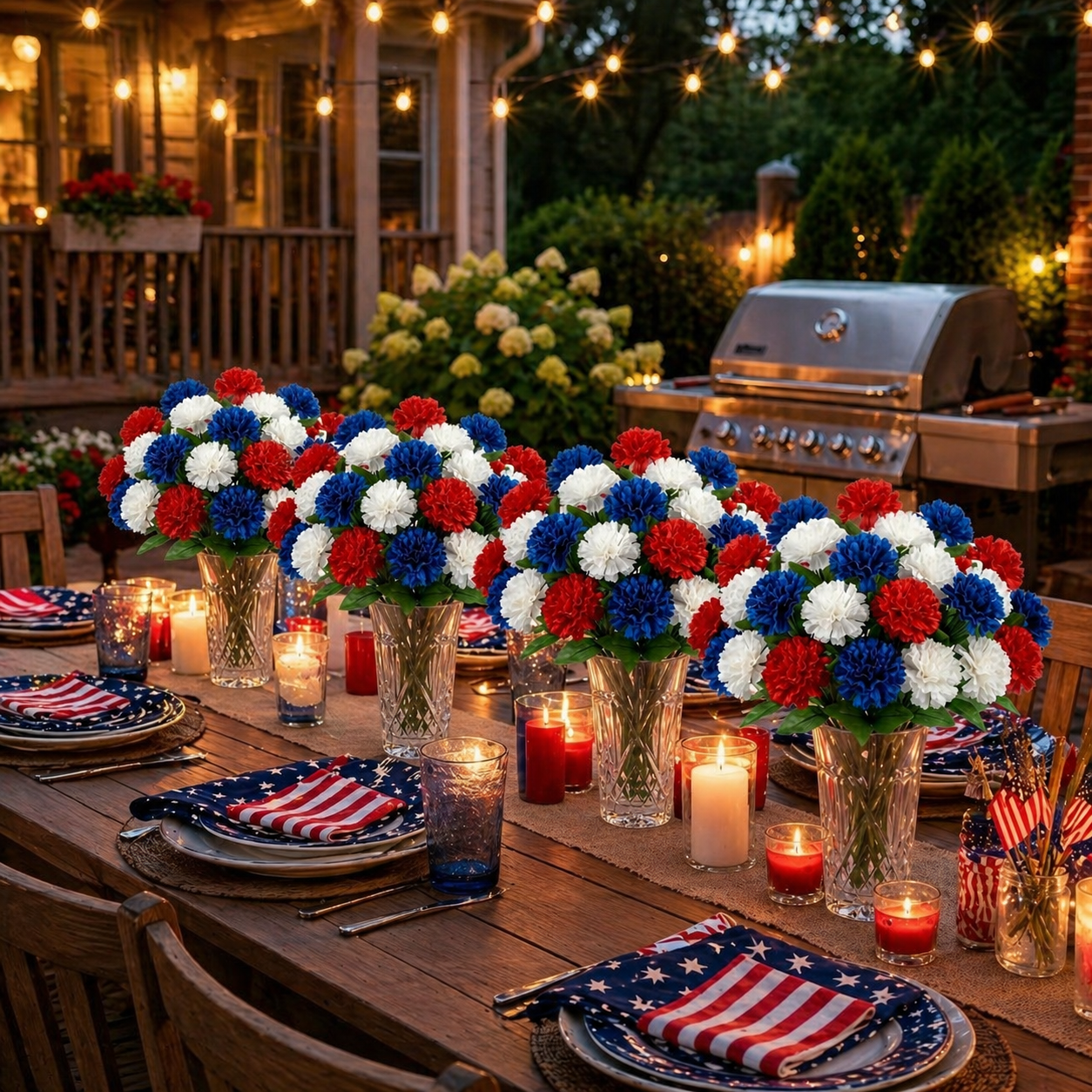 Patriotic Artificial Carnation Bouquet-EASESTER