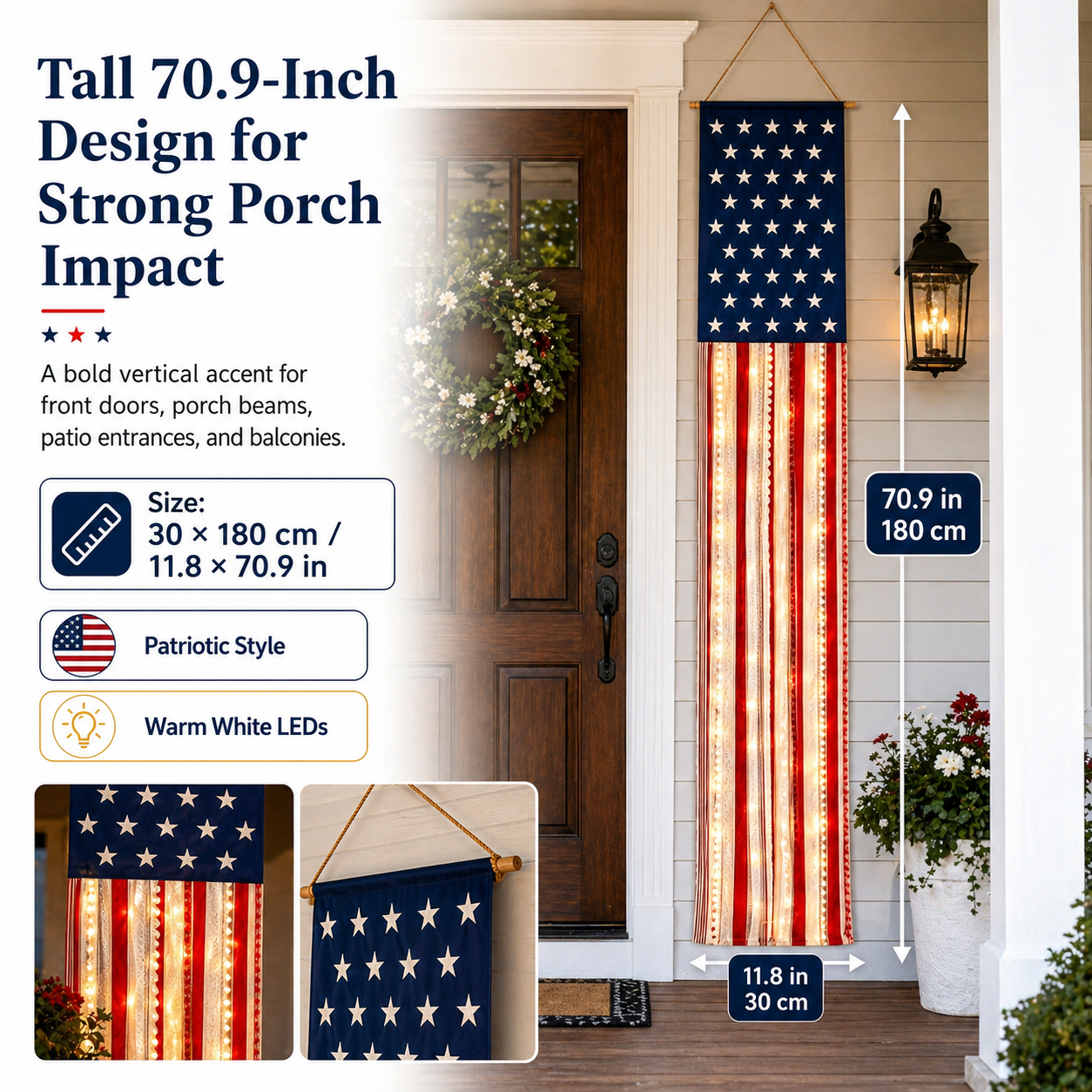 Lighted Patriotic Porch Banner-EASESTER