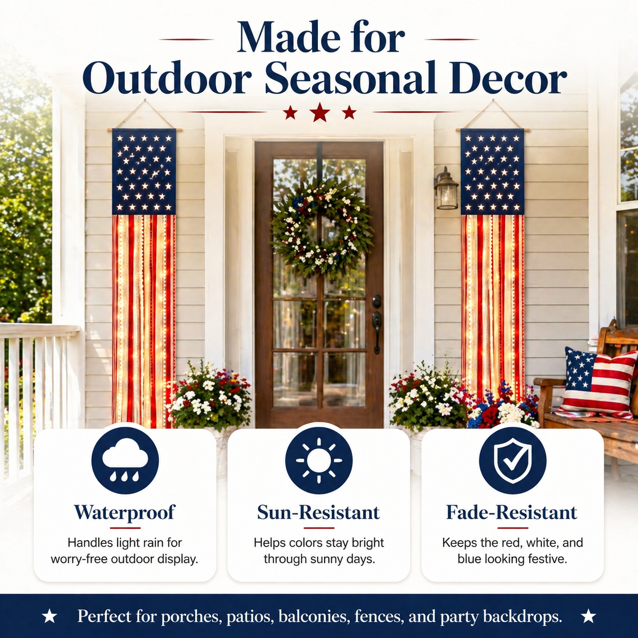 Lighted Patriotic Porch Banner-EASESTER