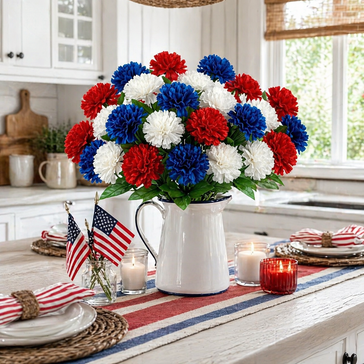 Patriotic Artificial Carnation Bouquet-EASESTER