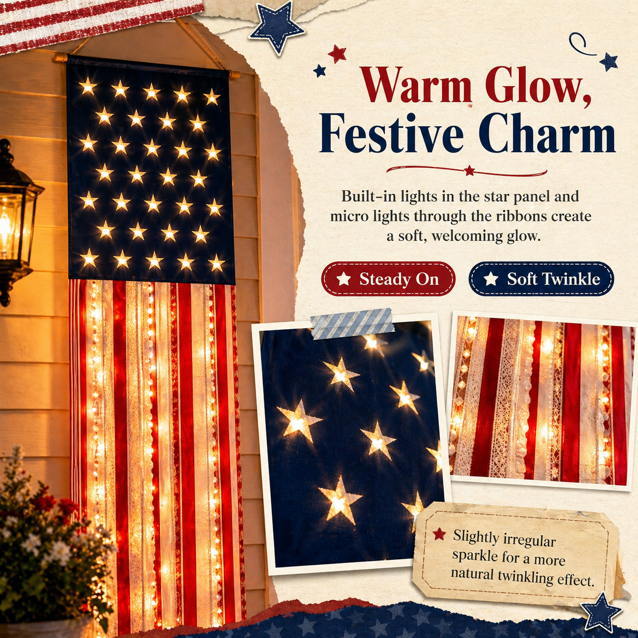 Lighted Patriotic Porch Banner-EASESTER