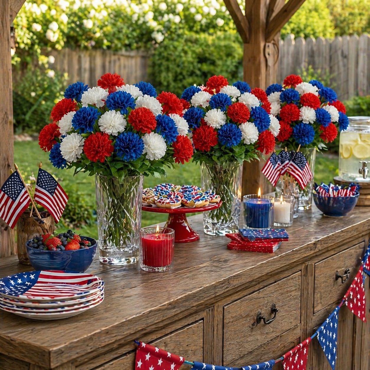 Patriotic Artificial Carnation Bouquet-EASESTER