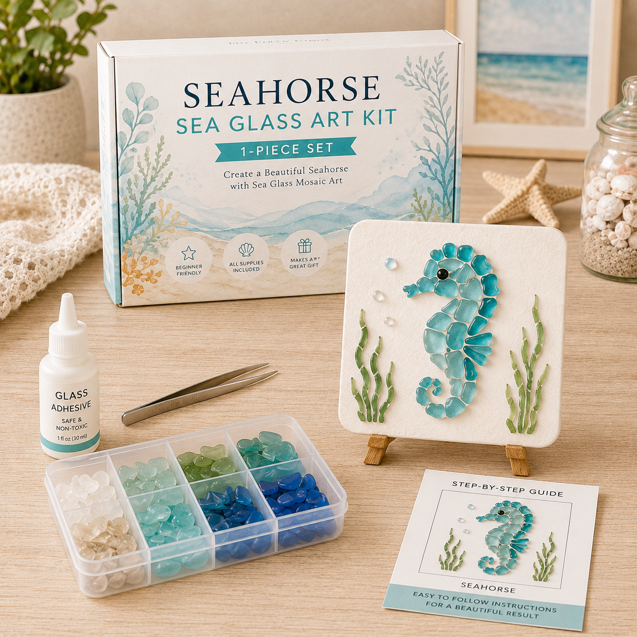 🌸🙏💖Sea Glass Art Kit – Create Stunning Mosaic Masterpieces at Home 🐢🌸🙏💖