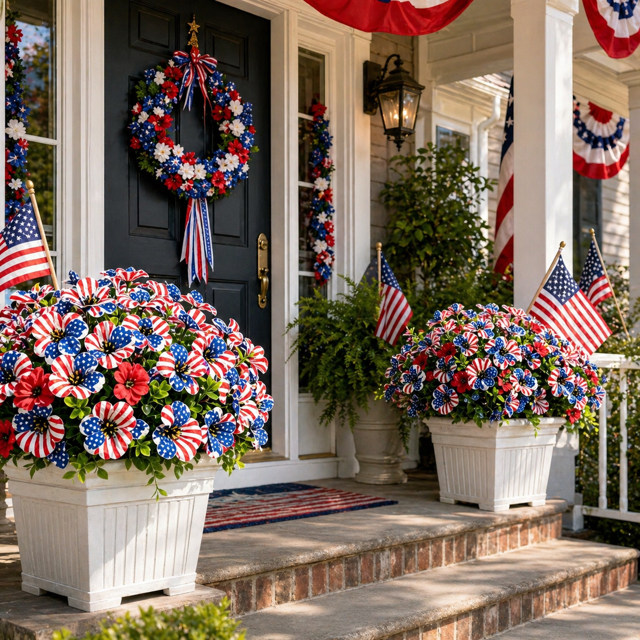American Flag Faux Flower Bouquet - 12 Pcs-EASESTER