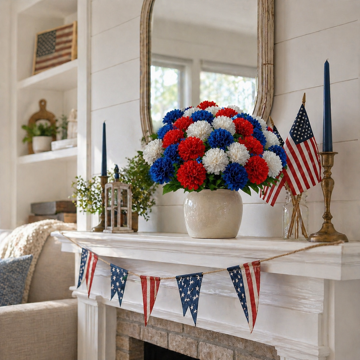 Patriotic Artificial Carnation Bouquet-EASESTER