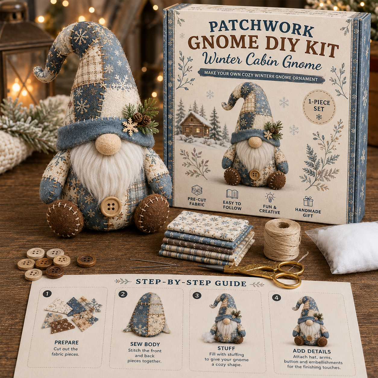 🧵DIY Patchwork Gnome Kit – Create Your Own Adorable Gnome ♂