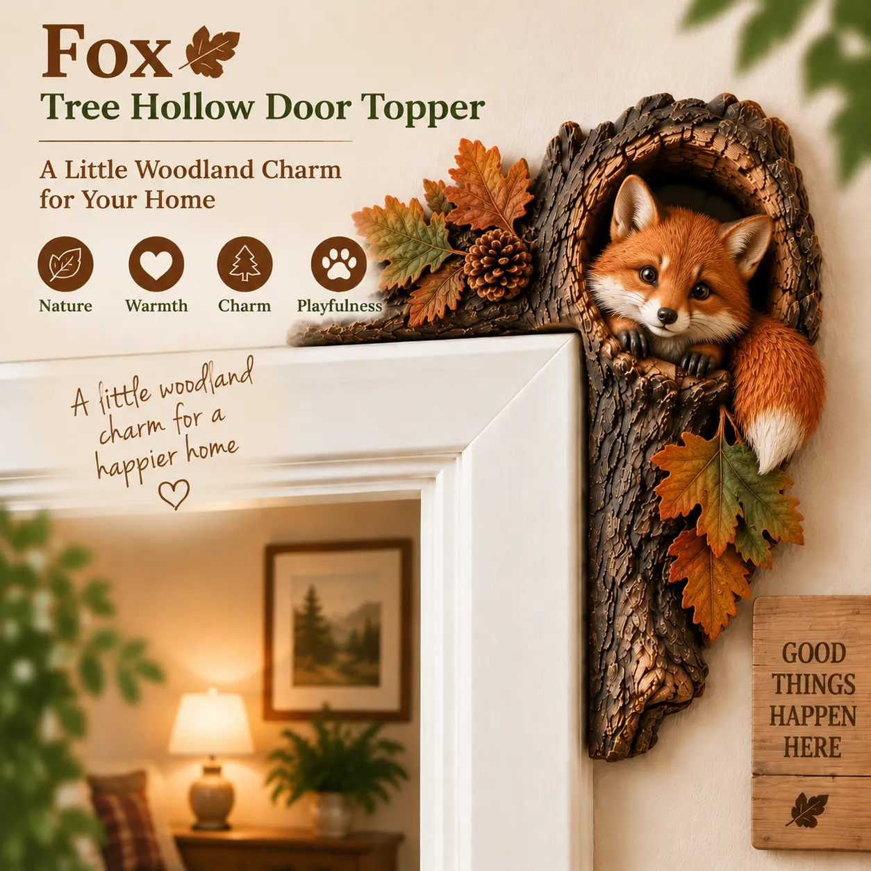 🔥Last Day BUY 2 GET 1 FREE🐿️ 3D Chipmunk Tree Hollow Door Topper | Woodland Animal Doorway Decor For Cozy Nature Homes