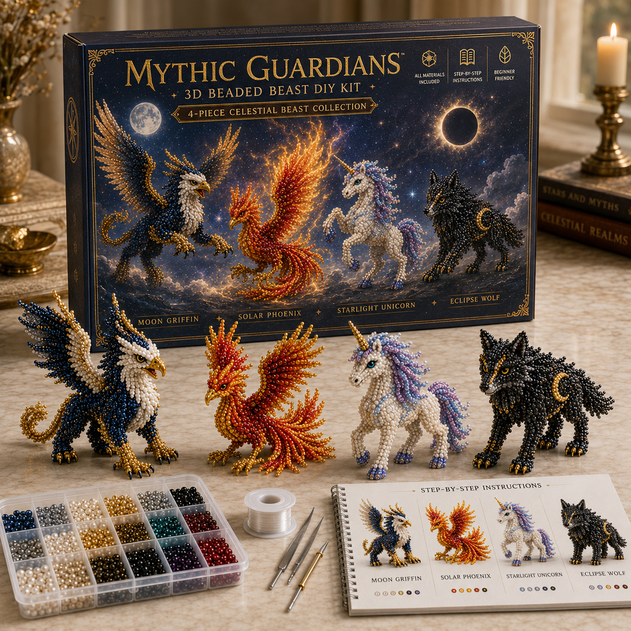 3D Beaded Creature DIY Kit Collection 🐉 Pick Your 4-Piece Set