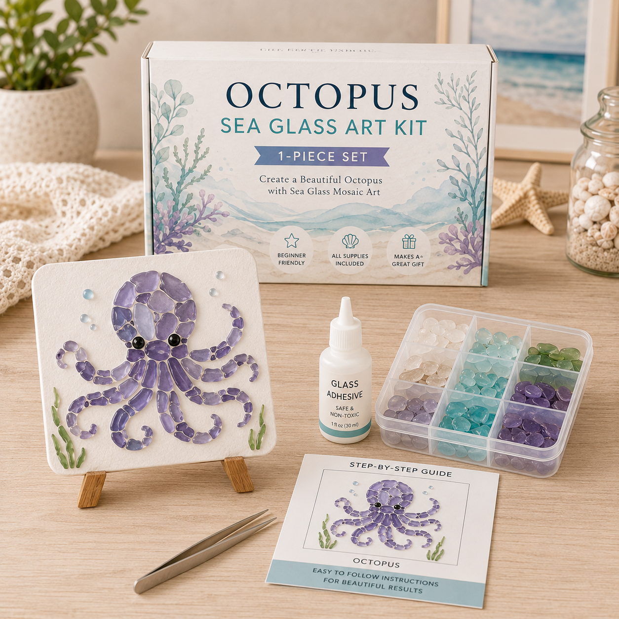 🌸🙏💖Sea Glass Art Kit – Create Stunning Mosaic Masterpieces at Home 🐢🌸🙏💖