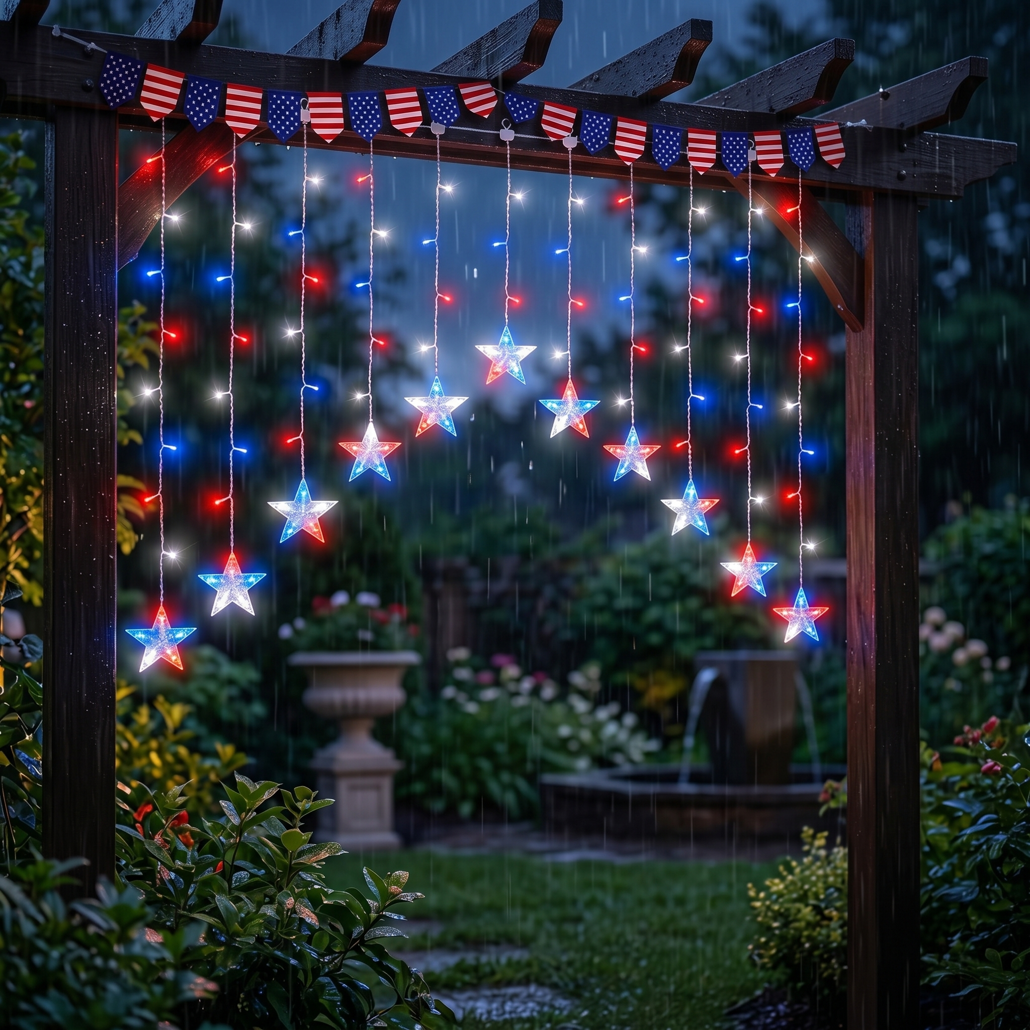 4th of July Patriotic Star Icicle Lights-EASESTER