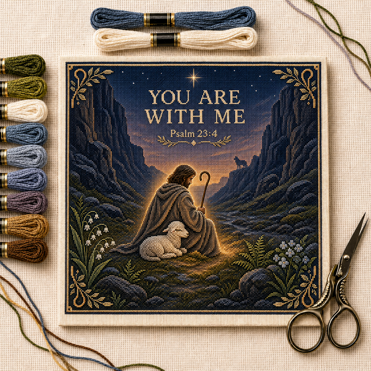 ✝️ DIY Christian Cross Stitch Kit – Bible Verse Faith Collection