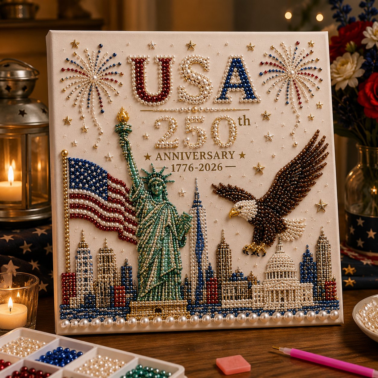 🔥LAST DAY 50% OFF - 🇺🇸 USA 250th Anniversary DIY Pearl Painting Kit ✨❤️‍🔥Buy 2 FREE SHIPPING