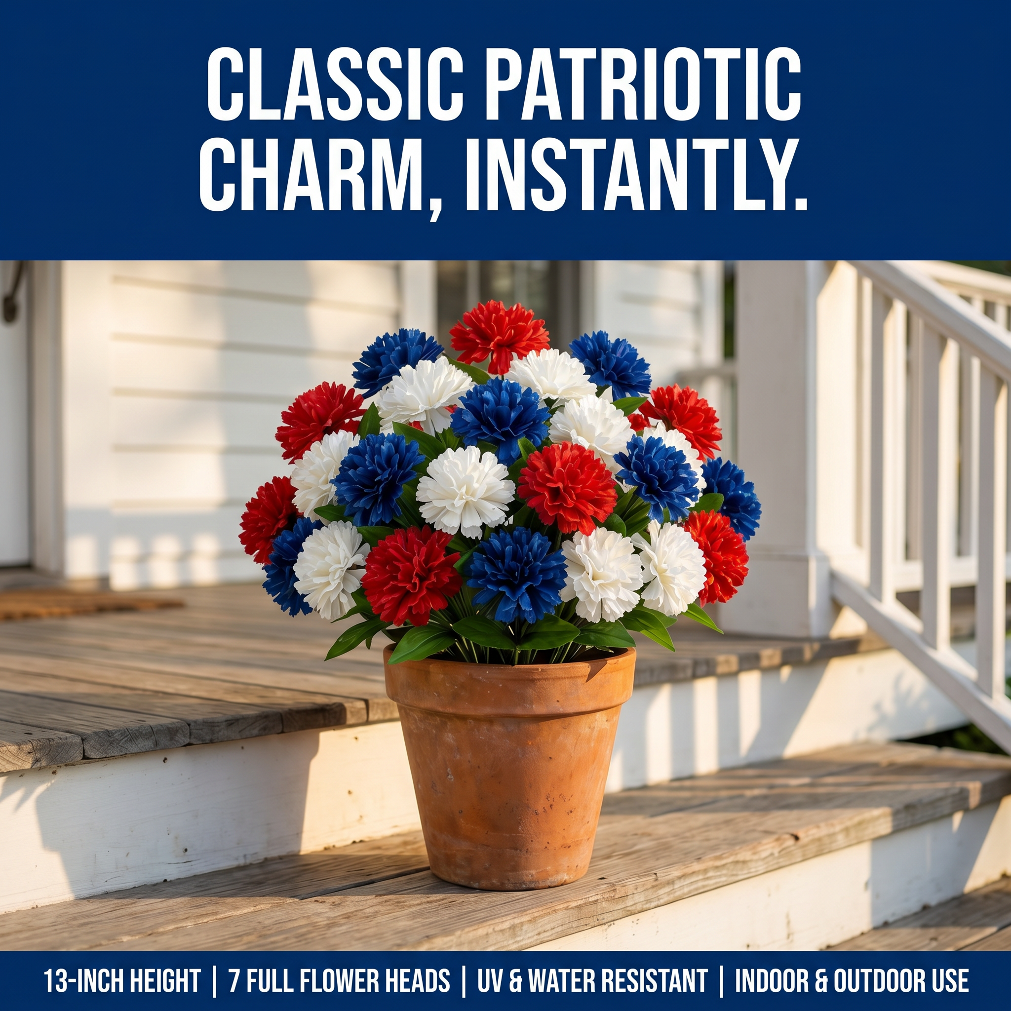 Patriotic Artificial Carnation Bouquet-EASESTER