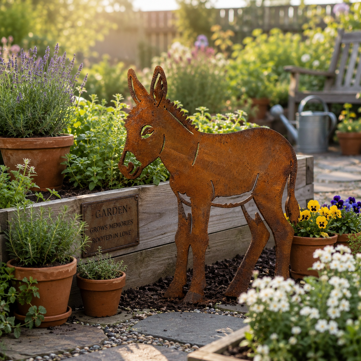 Rusty Donkey Metal Garden Stake-EASESTER