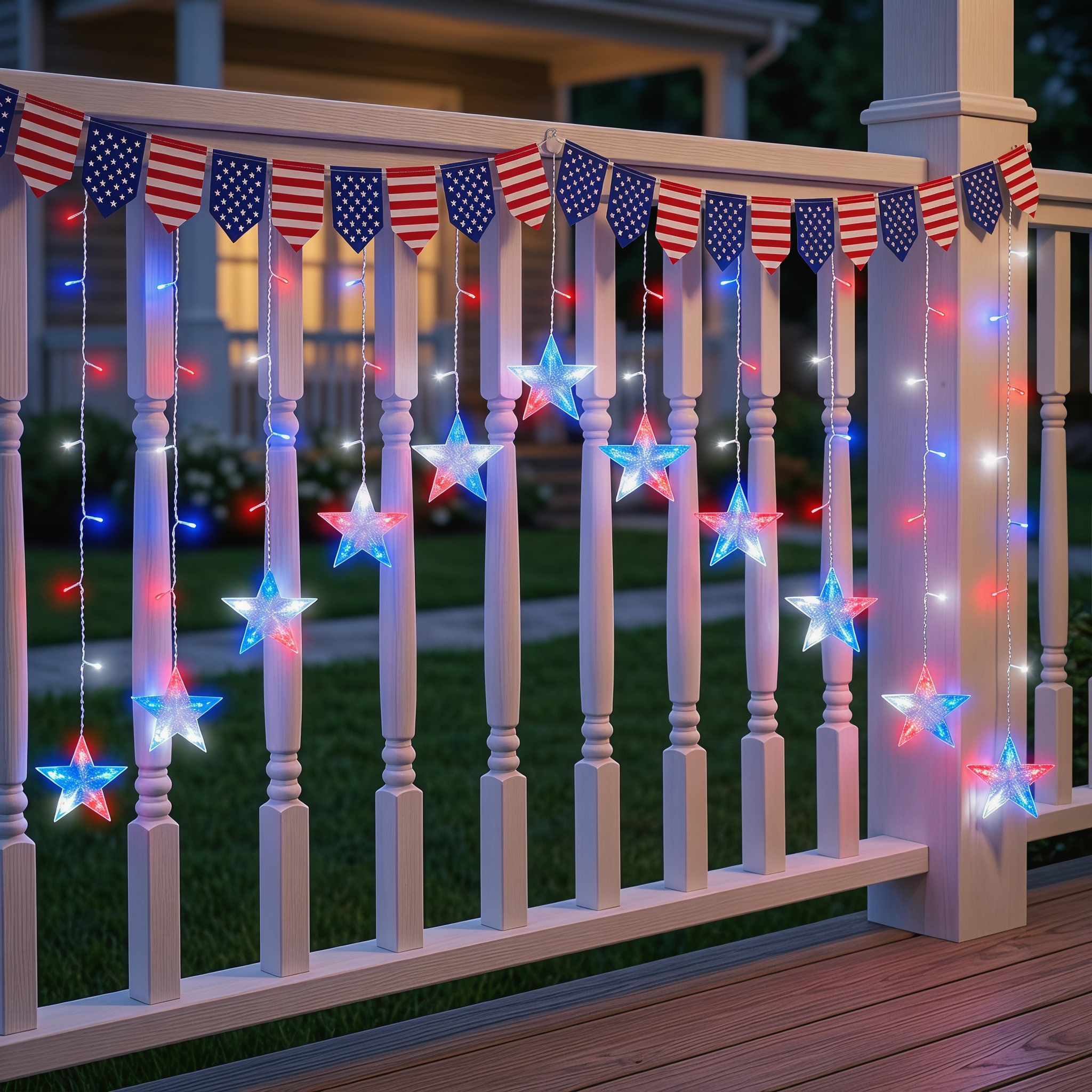 4th of July Patriotic Star Icicle Lights-EASESTER