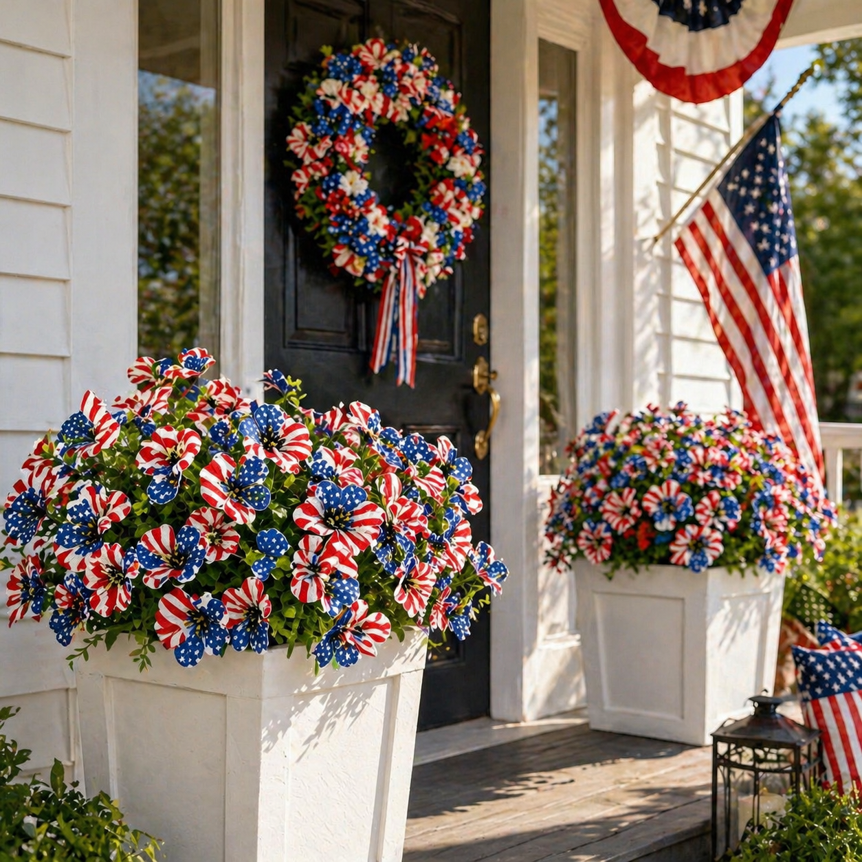 American Flag Faux Flower Bouquet - 12 Pcs-EASESTER