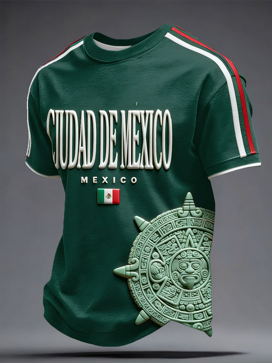 Men's Mexico Football Lover Printed T-shirt-2026 World Cup Gear