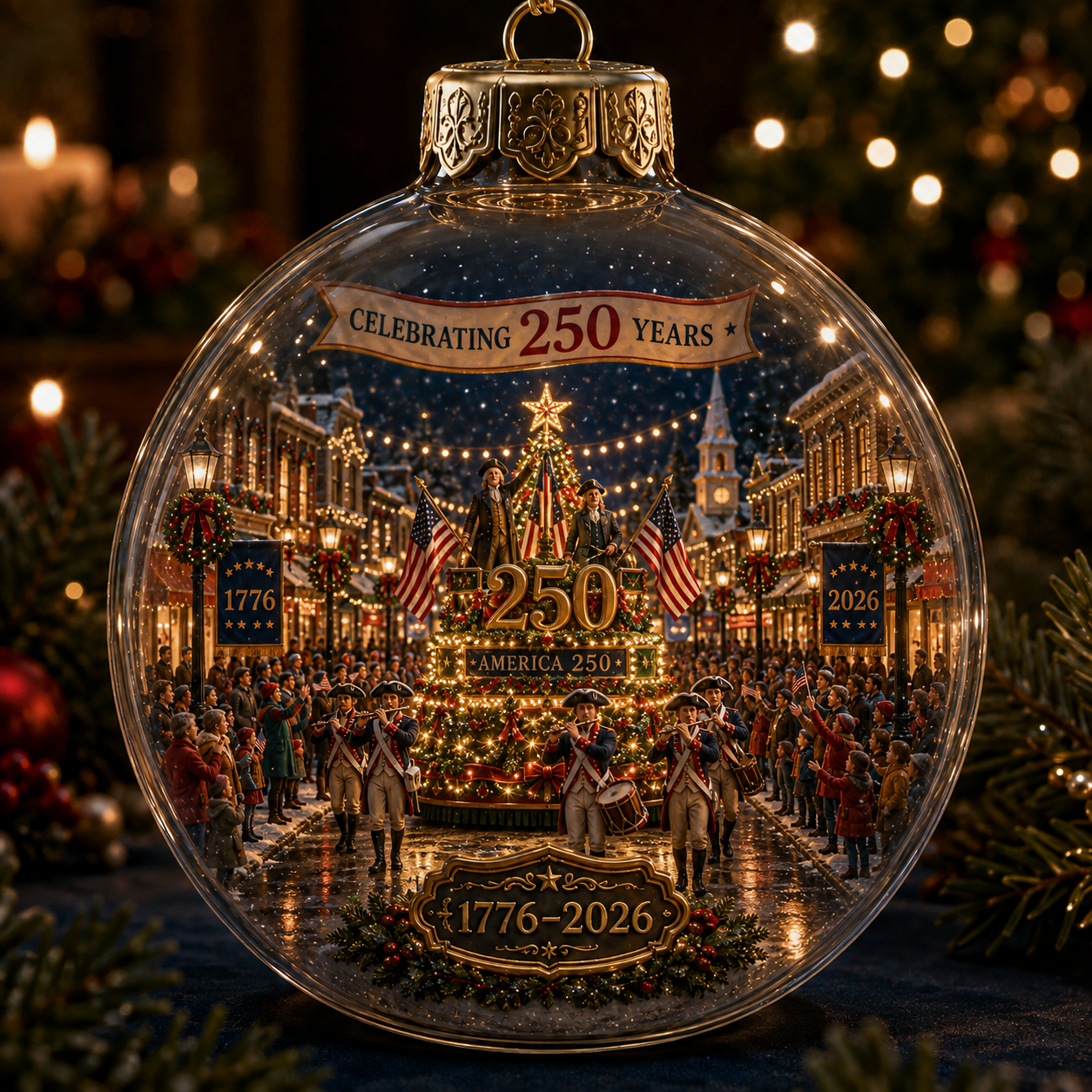 🔥 Limited-Time 70% OFF – 🇺🇸✨ America 250th Anniversary Light-Up Christmas Globe Ornament | 1776–2026 Commemorative Holiday Collection 🎄