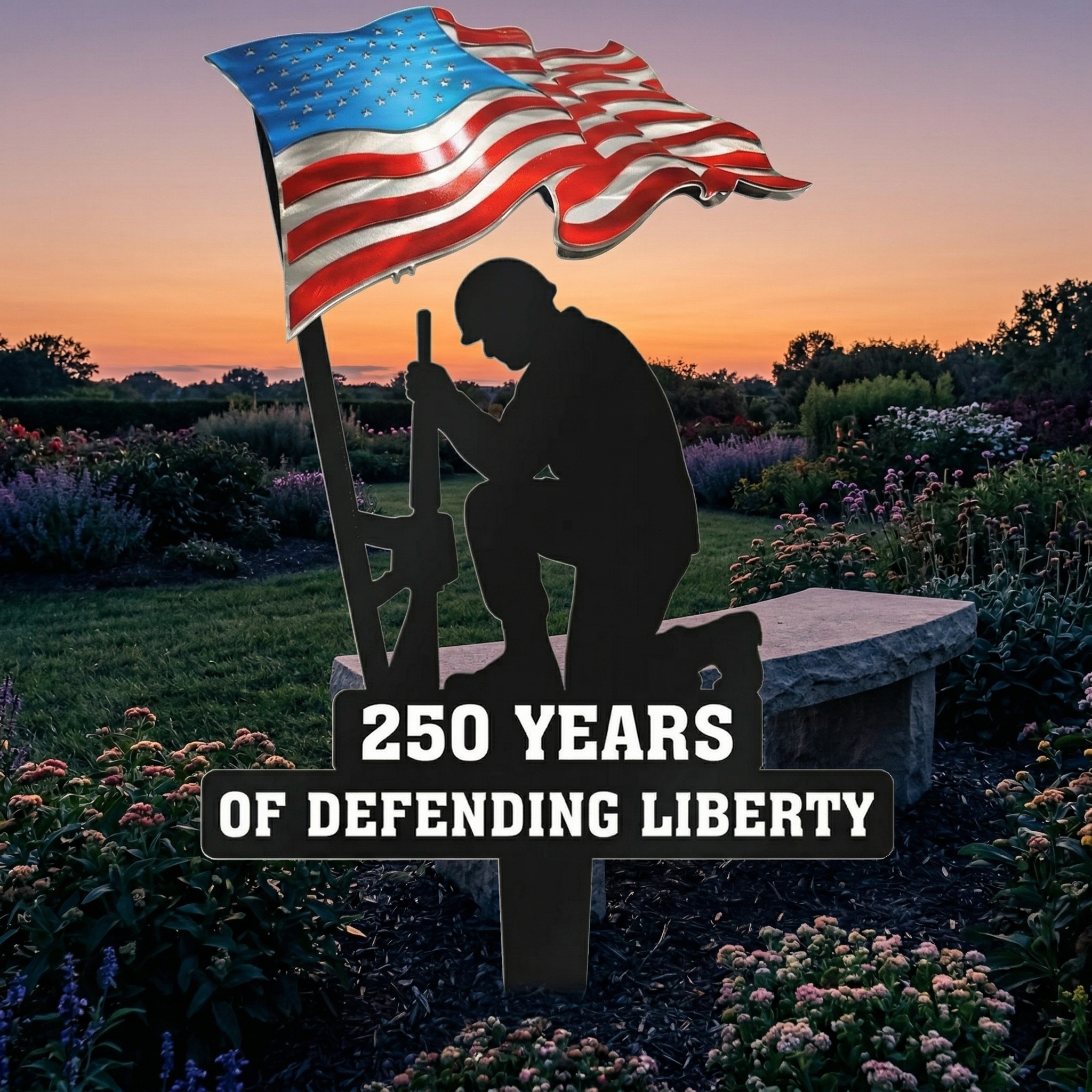 23.6'' 250 Years of Defending Liberty Metal Garden Stake-EASESTER