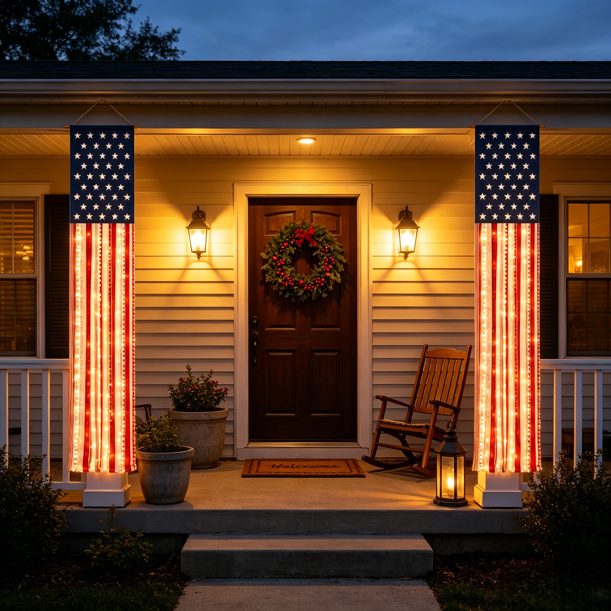 Lighted Patriotic Porch Banner-EASESTER