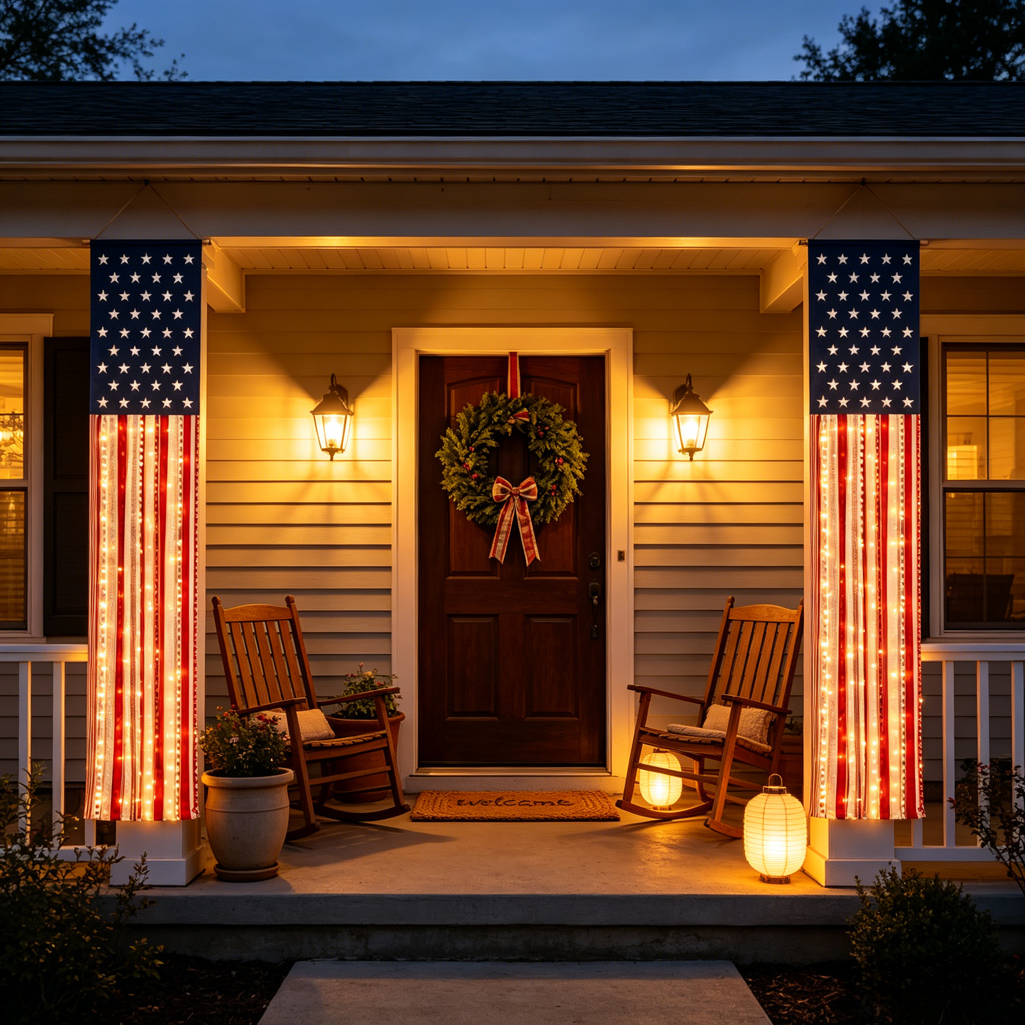 Lighted Patriotic Porch Banner-EASESTER