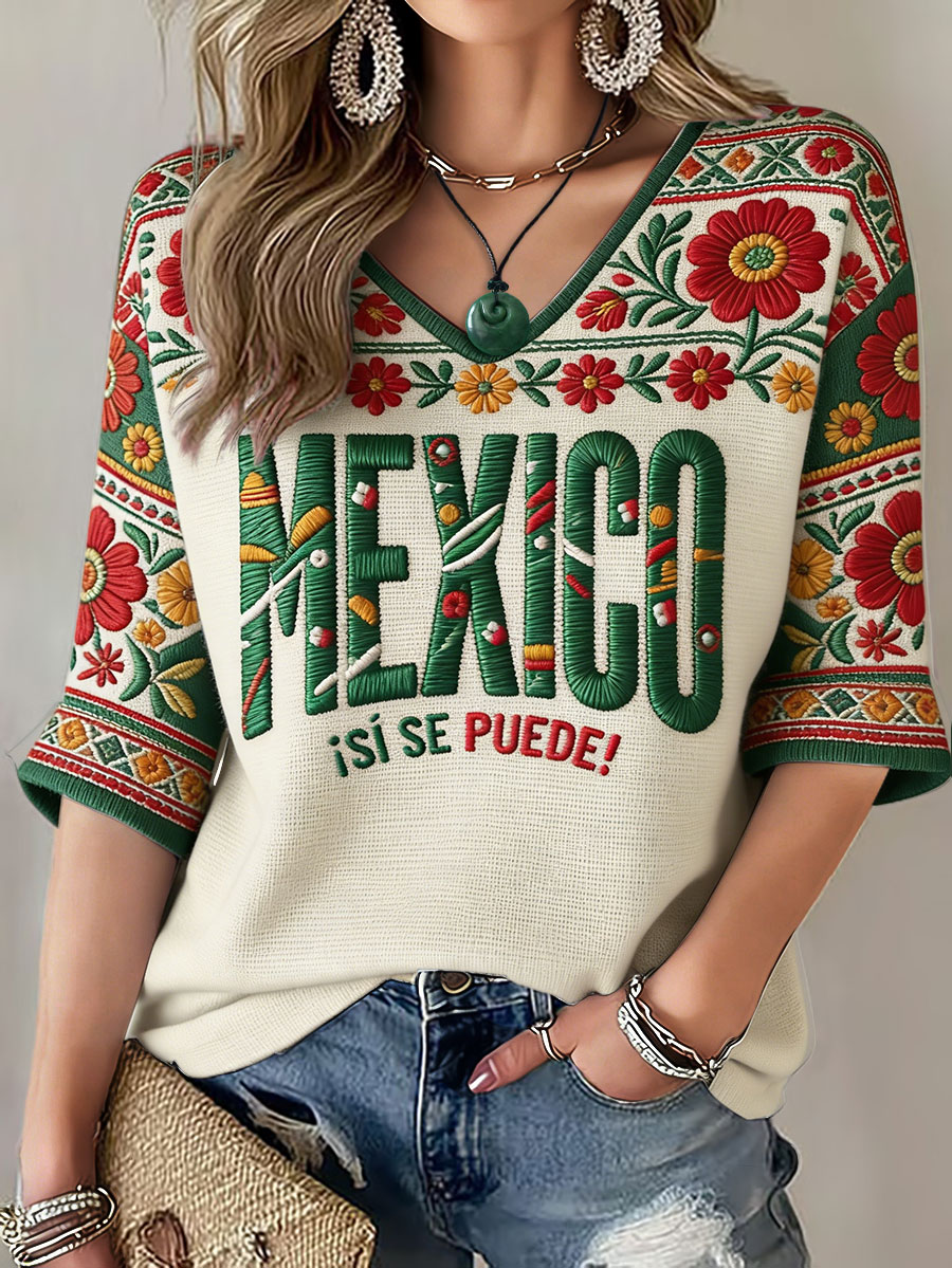 Women's Mexico Football Lover Printed T-shirt