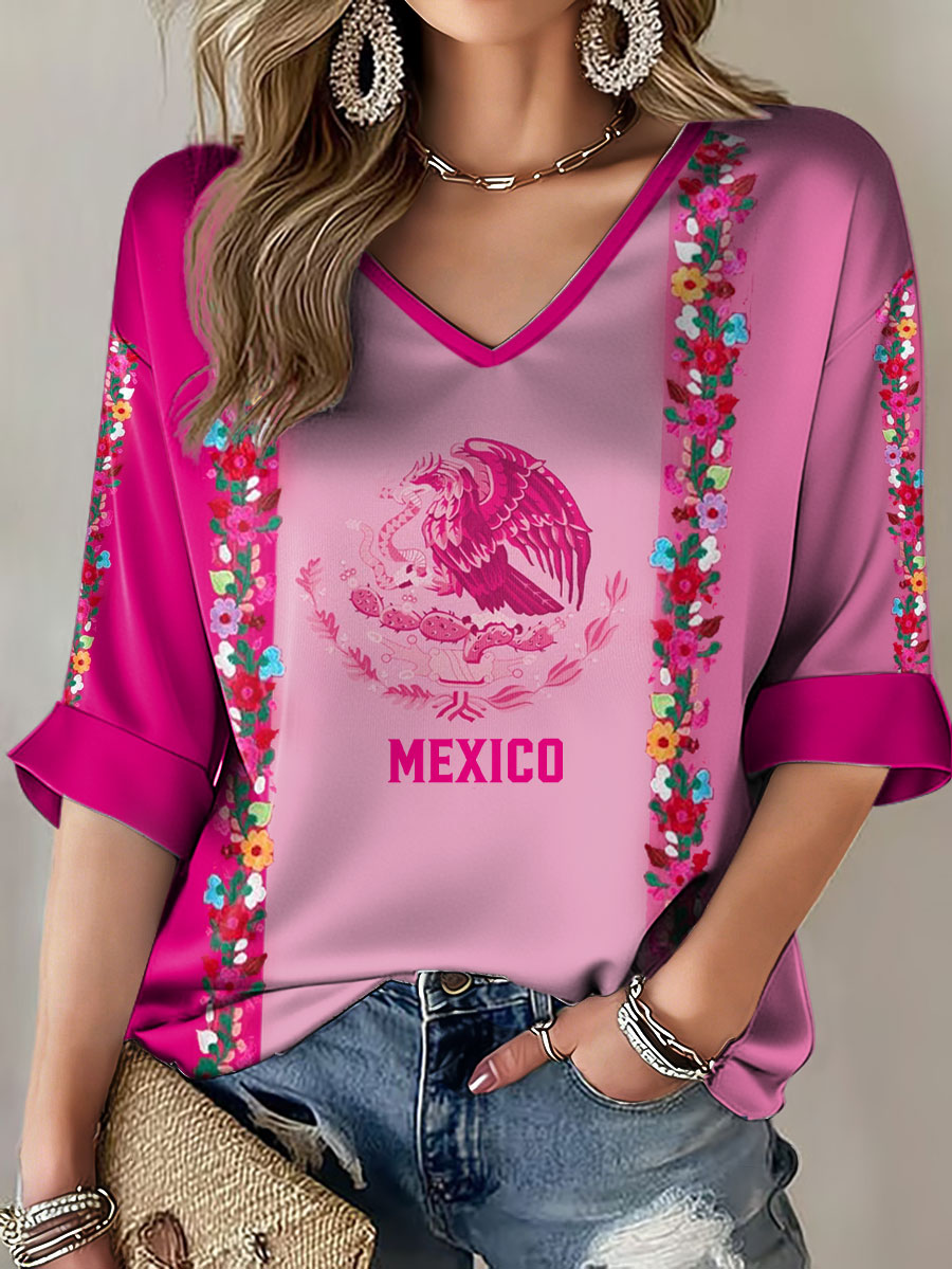 Women's Mexico Football Lover Printed T-shirt