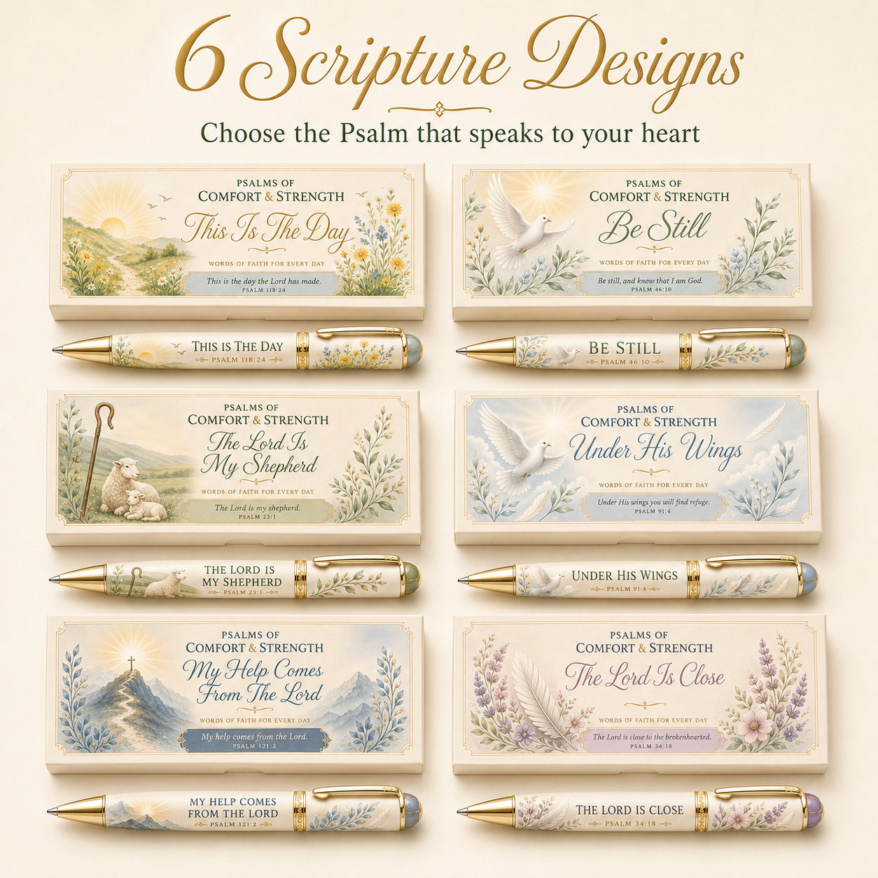✝️ Psalms of Comfort & Strength Scripture Pen Collection