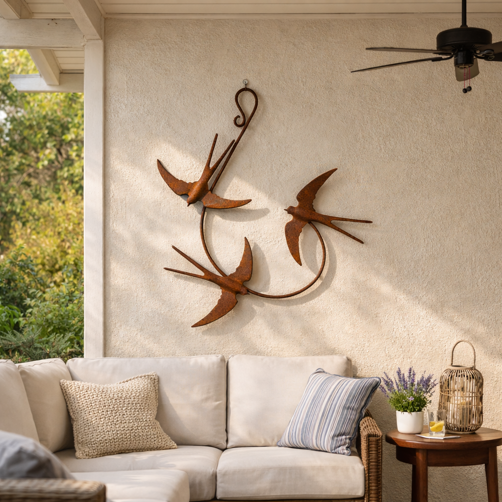 Rustic Metal Swallow Wall Art for Indoor & Outdoor Decor-EASESTER