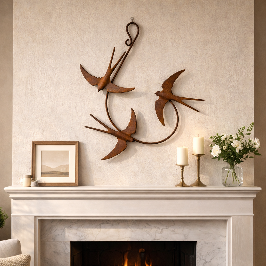Rustic Metal Swallow Wall Art for Indoor & Outdoor Decor-EASESTER