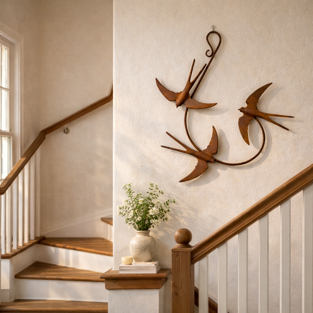 Rustic Metal Swallow Wall Art for Indoor & Outdoor Decor-EASESTER
