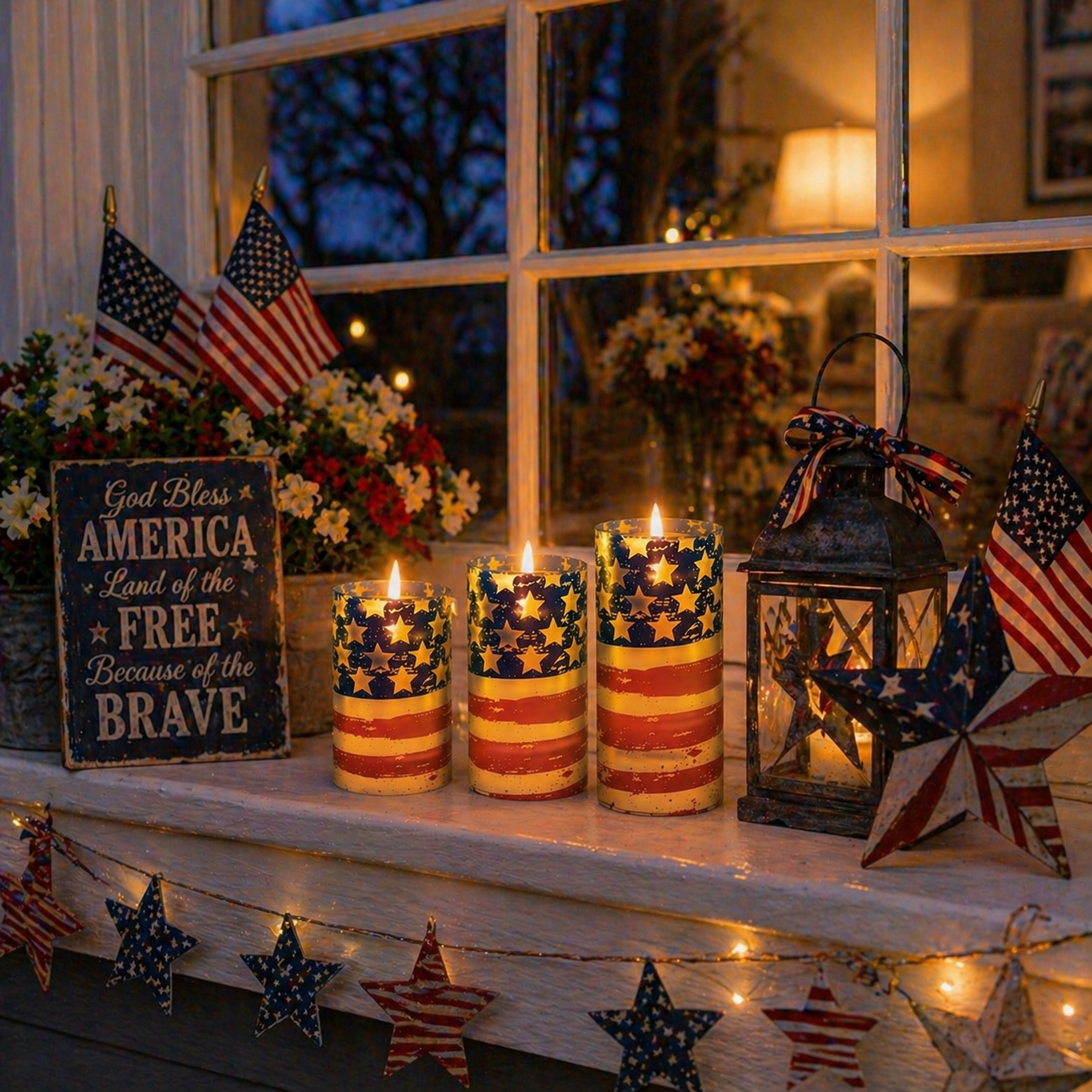 3-Piece Set - Patriotic Flameless Candles (With Remote Control)