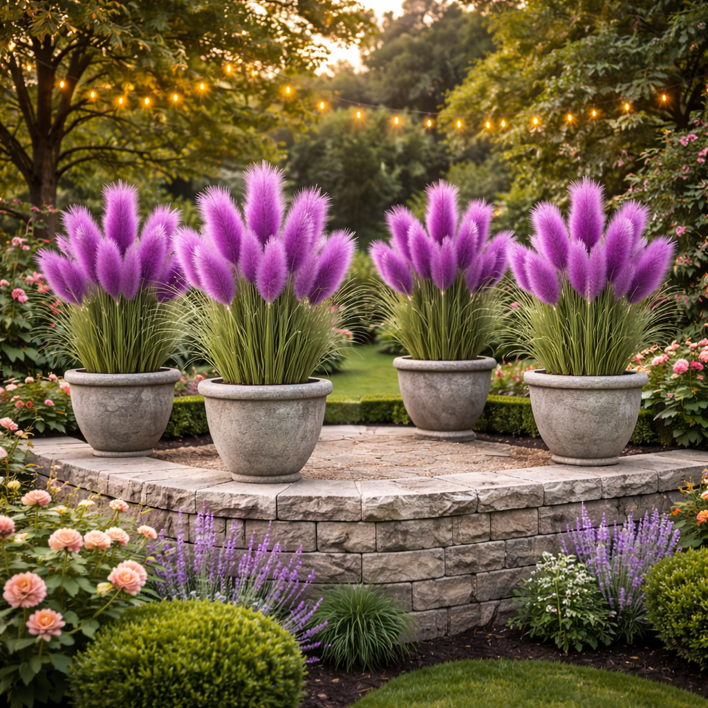 31.5 inches Tall Purple Pampas Grass Arrangement-EASESTER