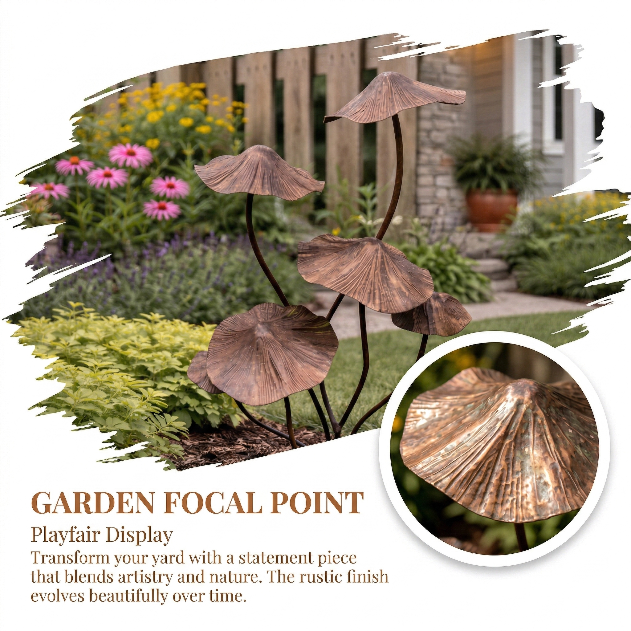 Rustic Iron Mushroom Garden Stake Décor for Yard, Porch & Planters-EASESTER