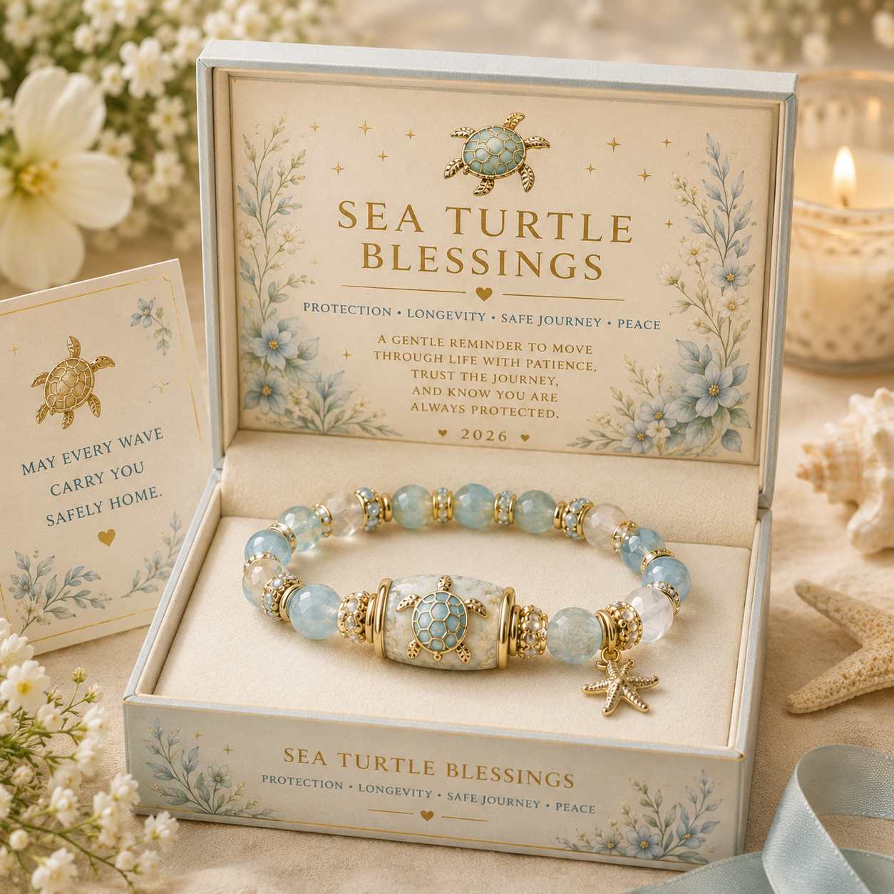 🌊 Protection • Longevity • Safe Journey • Peace🐢 2026 Limited Edition Sea Turtle Blessings Bracelet