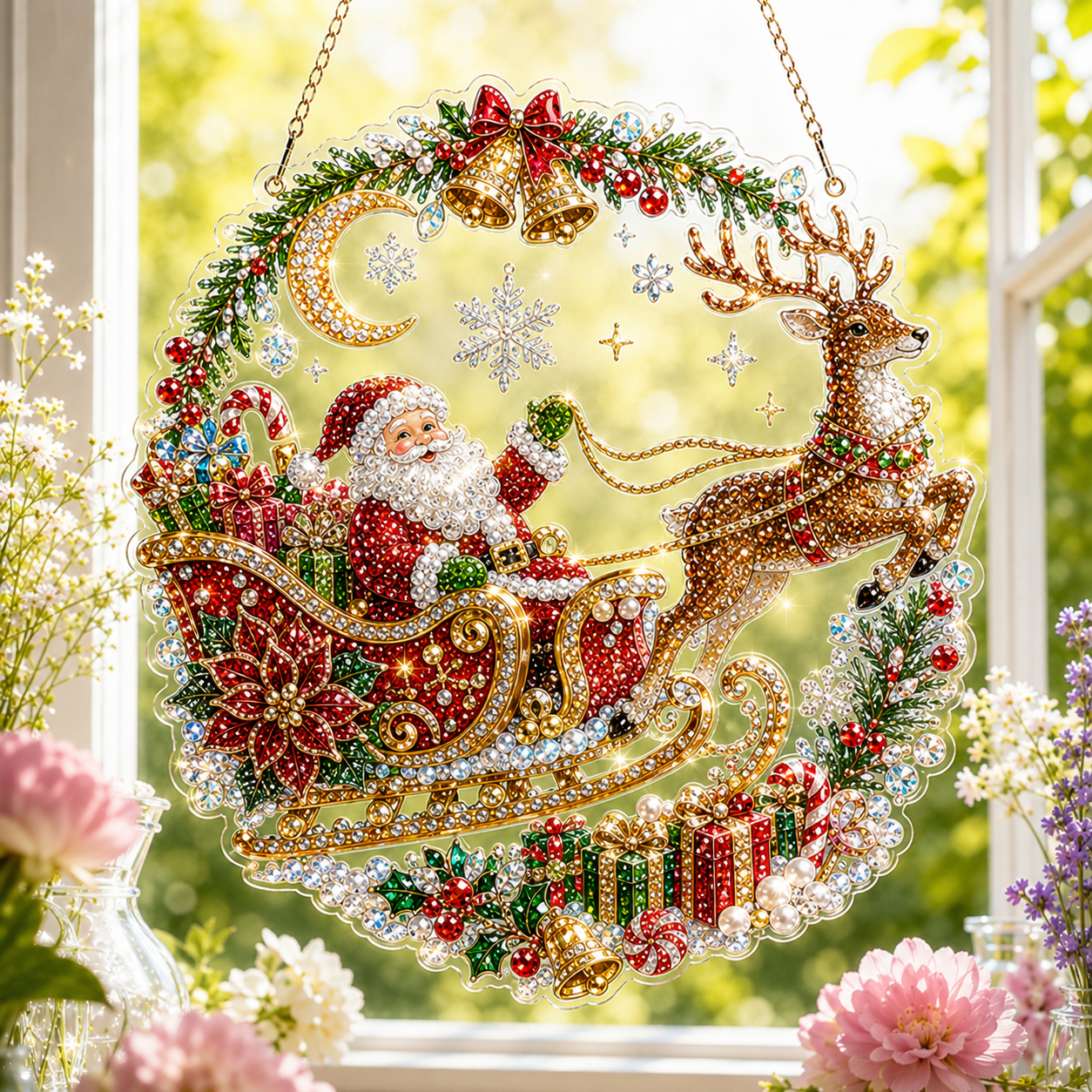 🧘Relaxing & Beginner-Friendly -💎Christmas Diamond Art Hanging Ornament Kit